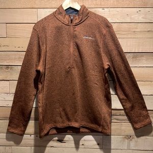 NWT Mens Eddie Bauer 1/2 zip Orange & Black Sweater
